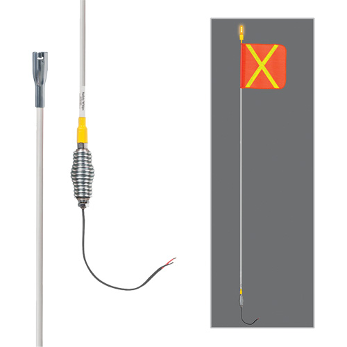 Safety Whip&reg; All-Weather Super-Duty Warning Whips with Constant LED Light, Spring Mount, 10' High, Orange with Reflective FMT Sales Ltd