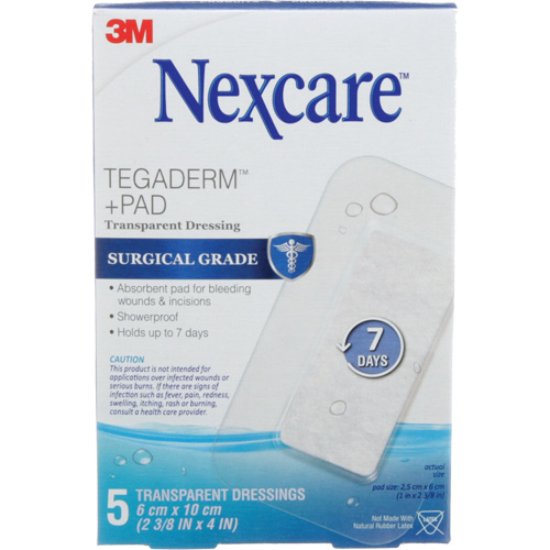 Pansement + tampon transparent Nexcare Tegaderm, Rectangulaire/carr&eacute;e, 4", Plastique, St&eacute;rile FMT Sales Ltd