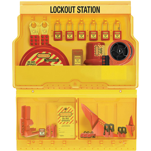 Station de cadenassage pour vannes et appareils &eacute;lectriques de luxe et de qualit&eacute; sup&eacute;rieure, Cadenas Thermoplastique, Capacit&eacute; de 32, Cadenas Compris FMT Sales Ltd