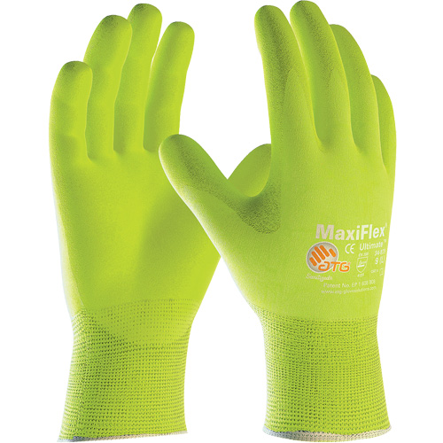 Gants sans coutures haute visibilit&eacute; ATG MaxiFlex Ultimate, Grand, R&ecirc;vetement Nitrile, Calibre 15, Enveloppe en Nylon/&eacute;lasthanne FMT Sales Ltd