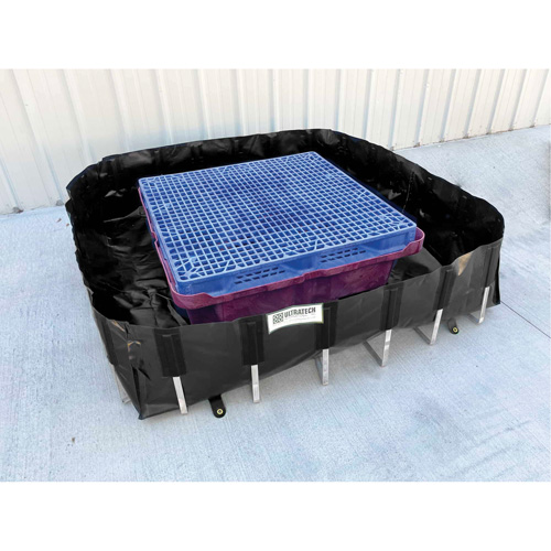 Ultra-IBC Berm&reg; Spill Berm, 400 US gal. Capacity, 6' W x 6' L x 18" H, L-Bracket FMT Sales Ltd