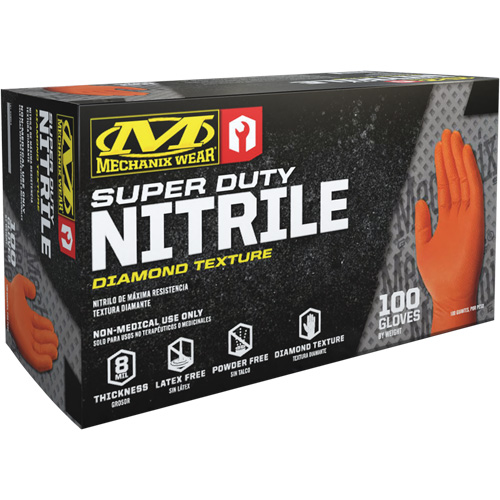 Gants robustes jetables, 9/Moyen, Nitrile, 8 mils, Sans poudre, Orange FMT Sales Ltd