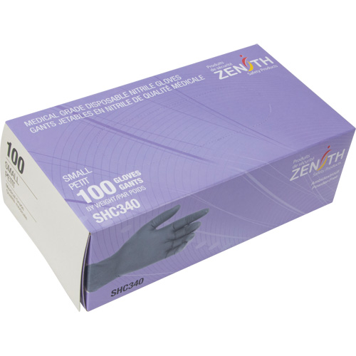 Gants jetables de calibre m&eacute;dical, Petit, Nitrile, 6 mils, Sans poudre, Noir, Classe 2 FMT Sales Ltd