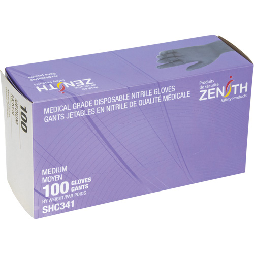 Gants jetables de calibre m&eacute;dical, Moyen, Nitrile, 6 mils, Sans poudre, Noir, Classe 2 FMT Sales Ltd