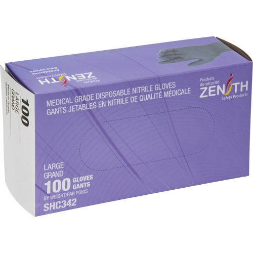 Gants jetables de calibre m&eacute;dical, Grand, Nitrile, 6 mils, Sans poudre, Noir, Classe 2 FMT Sales Ltd