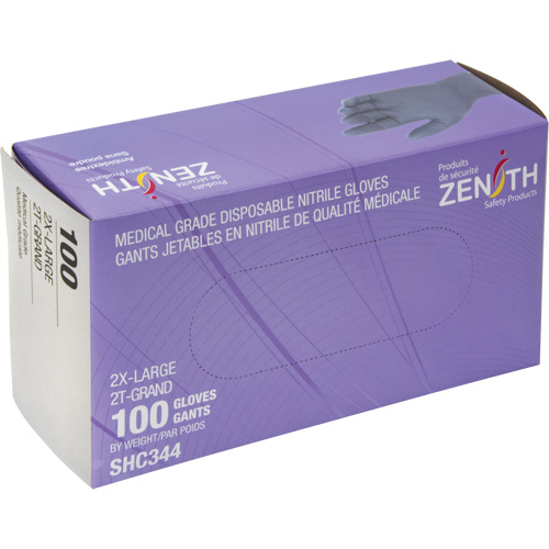 Gants jetables de calibre m&eacute;dical, 2T-Grand, Nitrile, 6 mils, Sans poudre, Noir, Classe 2 FMT Sales Ltd