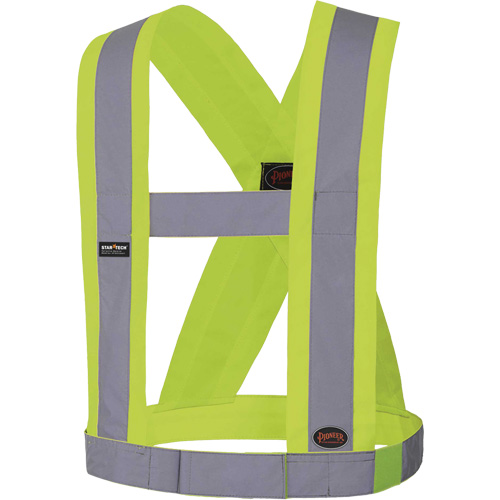 5492 Bretelles de s&eacute;curit&eacute; r&eacute;glable de 4" de large, R&eacute;pond ou surpasse la norme CSA Z96 classe 2 - niveau 2, Jaune lime haute visibilit&eacute;, Couleur r&eacute;fl&eacute;chissante Argent, Taille unique FMT Sales Ltd
