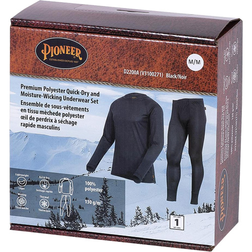 D2200A Ensemble de sous-v&ecirc;tements &agrave; s&eacute;chage rapide et &eacute;vacuation de l'humidit&eacute; de premi&egrave;re qualit&eacute;, Hommes, T-petit, Noir FMT Sales Ltd