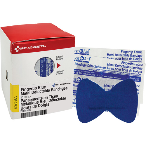 Pansements bleus d&eacute;tectables par d&eacute;tecteurs de m&eacute;taux pour bout de doigt, Bout de doigt, Tissu d&eacute;tectable, St&eacute;rile FMT Sales Ltd