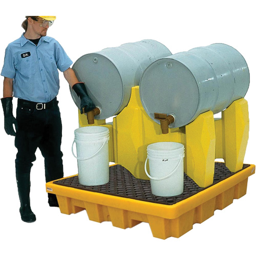 Ultra-Drum Rack 2-Drum Containment System with Drain, 53" L x 53" W x 44.8" H, 1500 US gal. Capacity FMT Sales Ltd