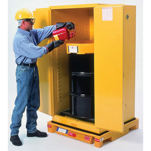 Single Drum Ultra-Safety Cabinet Bladder System, 37,8" lo x 37,8" la x 6,3" h, Capacit&eacute; de charge 1500 lb FMT Sales Ltd