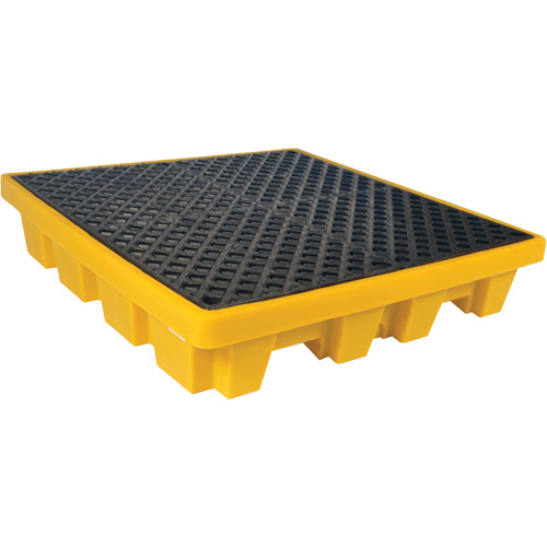 Ultra-Spill Pallet emboitable, 4 barils, Capacit&eacute; de d&eacute;versement 66 gal. US, 51" x 51" x 10" FMT Sales Ltd