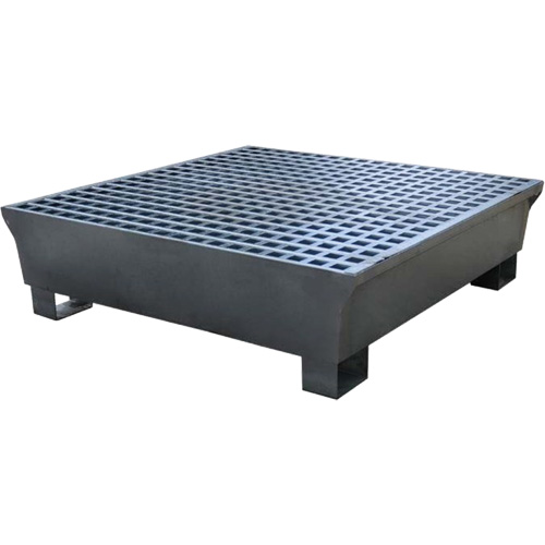 Ultra-Spill Pallet en acier, 4 barils, Capacit&eacute; de d&eacute;versement 68 gal. US, 49,1" x 47,1" x 10,9" FMT Sales Ltd