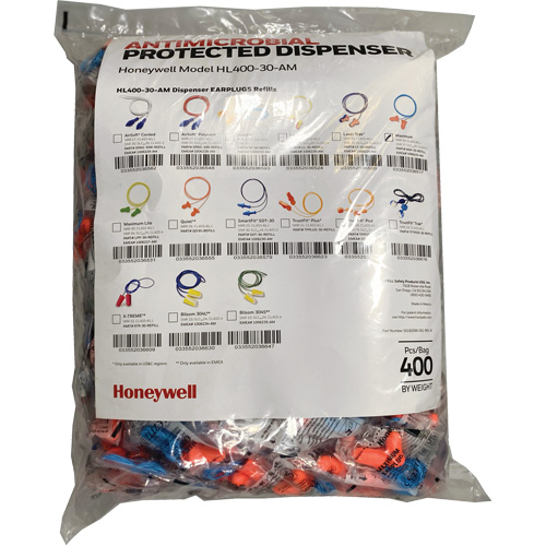 Recharge de bouchons doreille Max-30 pour le distributeur HL400, Vrac - Sac en poly, Avec cordon FMT Sales Ltd