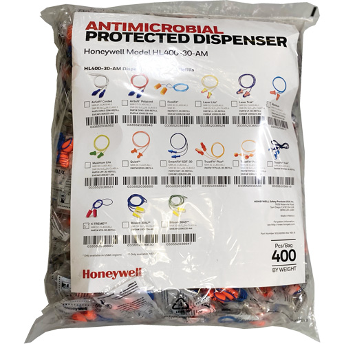 Recharge de bouchons doreille XTR-30 pour le distributeur HL400, Vrac - Sac en poly, Avec cordon FMT Sales Ltd