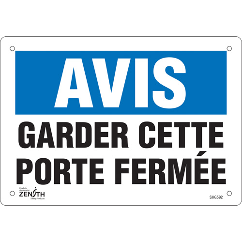 Enseigne  Porte ferm&eacute;e , 7" x 10", Vinyle, Français FMT Sales Ltd