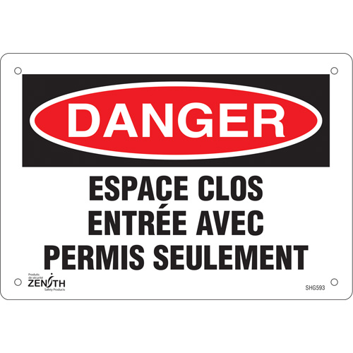 Enseigne  Espace clos , 7" x 10", Plastique, Français FMT Sales Ltd