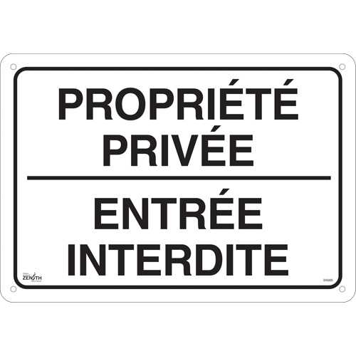 Enseigne  Propri&eacute;t&eacute; priv&eacute;e , 14" x 20", Aluminium, Français FMT Sales Ltd
