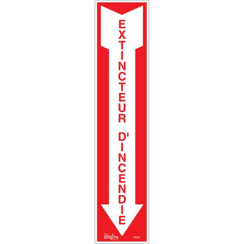 Enseigne  Extincteur d'incendie , 4" x 18", Vinyle, Français avec pictogramme FMT Sales Ltd