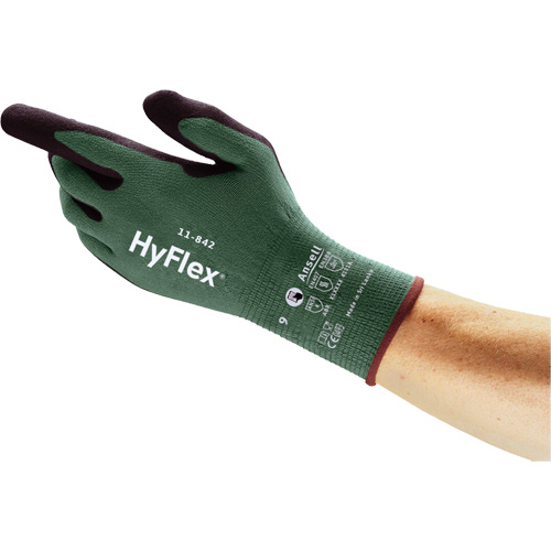 HyFlex&reg; 11-842 Sustainable Multi-Purpose Gloves, 5, Foam Nitrile Coating, 15 Gauge, Nylon Shell FMT Sales Ltd