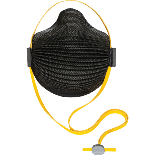 Masques jetables AirWave s&eacute;rie M noirs avec SmartStrap et embout int&eacute;grale en mousse, N95, Certifi&eacute; NIOSH, Moyen/grand FMT Sales Ltd