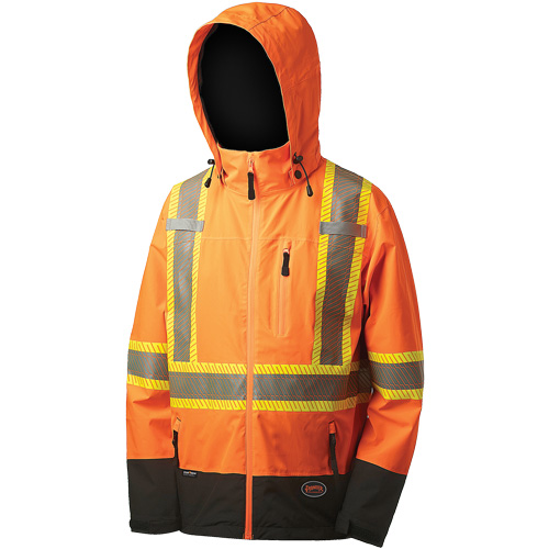 5220 Manteau de s&eacute;curit&eacute; imperm&eacute;able &agrave; coquille souple de premi&egrave;re qualit&eacute;, Polyester, Orange haute visibilit&eacute;, 2T-Grand FMT Sales Ltd