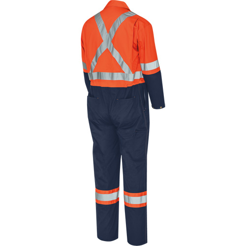 5514BBT 2-Tone Safety Coveralls with Zipper Closure, 40 (Tall), High Visibility Orange/Navy Blue FMT Sales Ltd