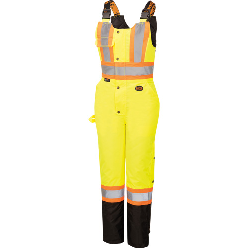 5041BBW Women's High-Visibility Waterproof Safety Overalls, Polyester, X-Small, Black/High Visibility Lime-Yellow FMT Sales Ltd