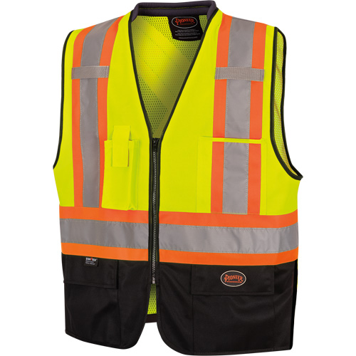 6895 Veste de s&eacute;curit&eacute; haute visibilit&eacute; bicolore avec fermeture &agrave; glissi&egrave;re sur tout le devant, Noir/Jaune lime haute visibilit&eacute;, 2T-Grand/3T-Grand, Polyester FMT Sales Ltd