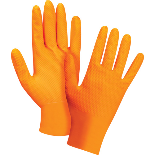 Gants d'examen de poids lourd &agrave; prise tactile, T-Grand, Nitrile, 8 mils, Sans poudre, Orange, Classe 2 FMT Sales Ltd