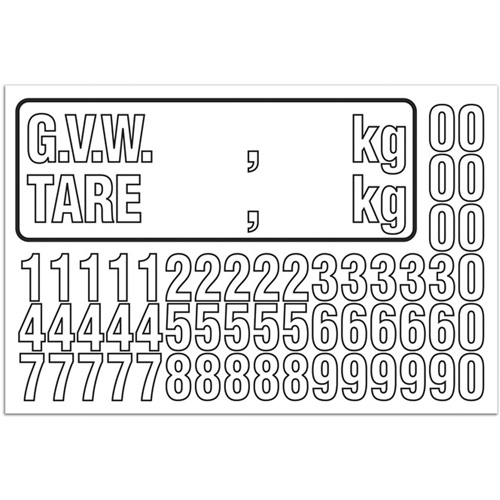 Trousse de num&eacute;rotation de la masse brute du v&eacute;hicule (MBV) pour camion, Num&eacute;ros/lettres/ponctuation assortis, Blanc FMT Sales Ltd