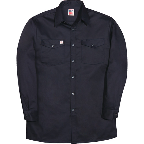 Long-Sleeve Industrial Work Shirt, Men's, Small, Navy Blue FMT Sales Ltd