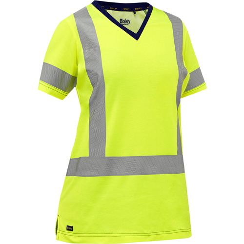 Chemise &agrave; manches courtes et X au dos Bisley pour femmes, Poly-coton, Petit, Jaune lime haute visibilit&eacute; FMT Sales Ltd