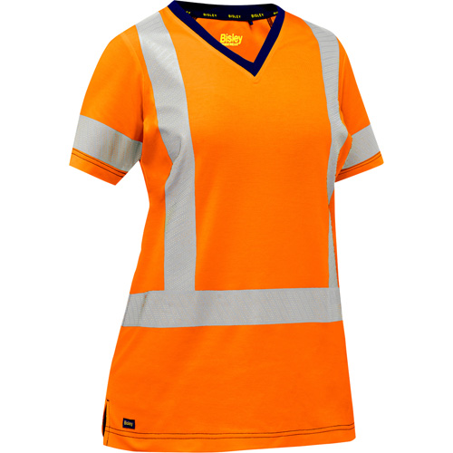 Chemise &agrave; manches courtes et X au dos Bisley pour femmes, Poly-coton, Petit, Orange haute visibilit&eacute; FMT Sales Ltd