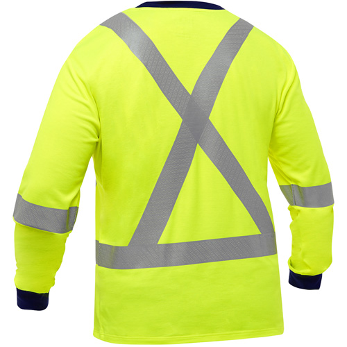 Chemise &agrave; manches longues et X au dos Bisley, Poly-coton, Petit, Jaune lime haute visibilit&eacute; FMT Sales Ltd