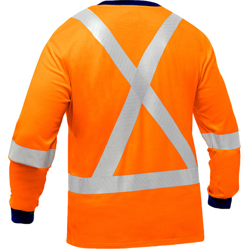 Chemise &agrave; manches longues et X au dos Bisley, Poly-coton, Petit, Orange haute visibilit&eacute; FMT Sales Ltd