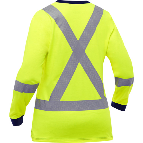 Chemise &agrave; manches longues et X au dos Bisley pour femmes, Poly-coton, Petit, Jaune lime haute visibilit&eacute; FMT Sales Ltd