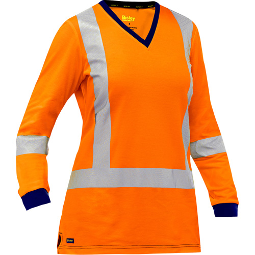 Chemise &agrave; manches longues et X au dos Bisley pour femmes, Poly-coton, Petit, Orange haute visibilit&eacute; FMT Sales Ltd