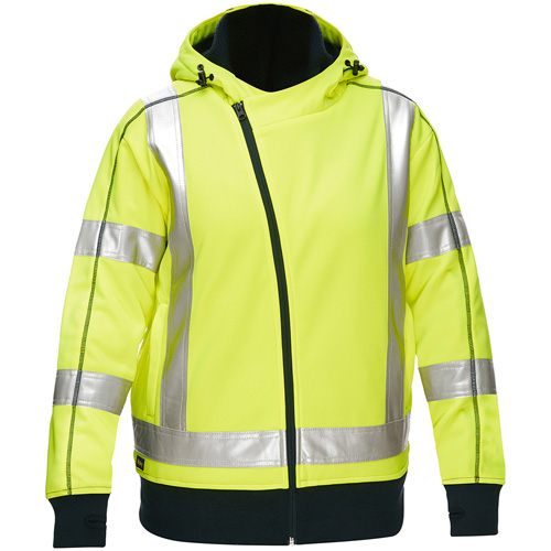 Bisley&reg; X-Back Women's Contoured Full Zip Hooded Sweatshirt with Sherpa Lining, Small, High Visibility Lime-Yellow FMT Sales Ltd