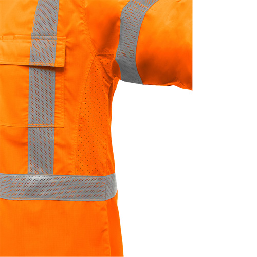 Chemise de travail &agrave; manches longues et X au dos Bisley avec X-Airflow, Poly-coton, Petit, Orange haute visibilit&eacute; FMT Sales Ltd