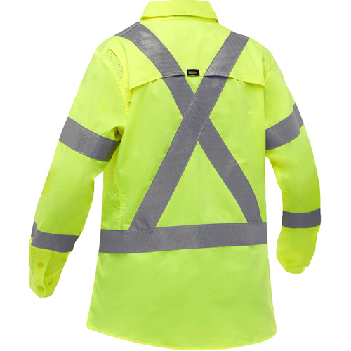 Chemise de travail &agrave; manches longues et X au dos Bisley avec X-Airflow pour femmes, Poly-coton, Petit, Jaune lime haute visibilit&eacute; FMT Sales Ltd