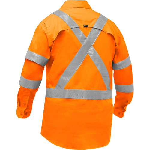 Chemise de travail &agrave; manches longues et X au dos Bisley avec X-Airflow pour femmes, Poly-coton, Petit, Orange haute visibilit&eacute; FMT Sales Ltd