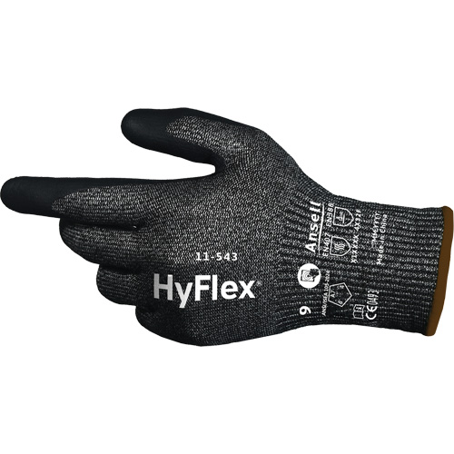 Gants r&eacute;sistants &agrave; la coupe HYFLEX 11-543, Taille 6, Calibre 13, Rev&ecirc;tement Nitrile, Enveloppe en Nylon/Acier inoxydable/PEHP/Spandex, ASTM ANSI niveau A7/EN 388 niveau F FMT Sales Ltd