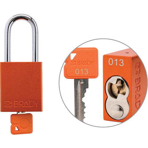 Cadenas de verrouillage de s&eacute;curit&eacute; Velocity Plus, Orange, Cl&eacute;s identiques, Aluminium, Largeur de 1-1/2" FMT Sales Ltd