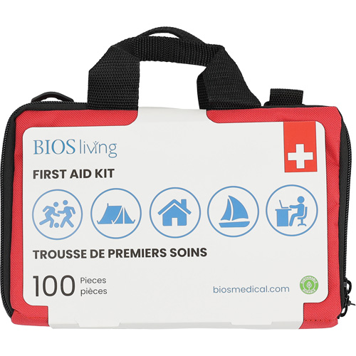 Trousse de premiers soins pour la maison et le voyage de 100 morceaux, Sac en nylon FMT Sales Ltd
