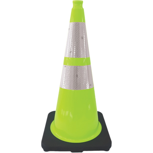 Premium Traffic Cone, 28", Lime Green, 4" & 6" Reflective Collar(s) FMT Sales Ltd