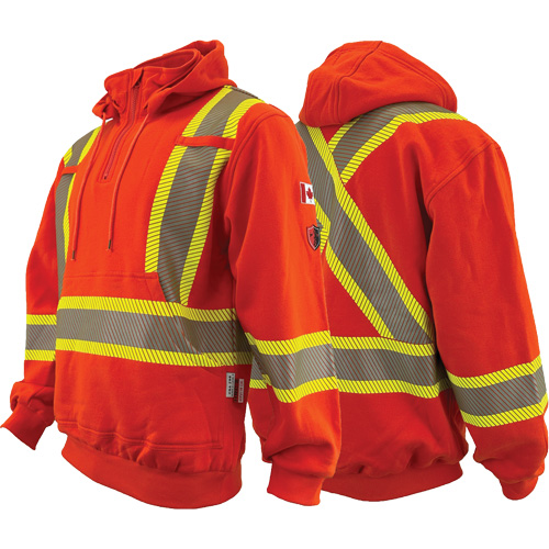 Atlas Guardian&reg; FR/AR Quarter-Zip Hoodies, Men's, Medium, High Visibility Orange, 18 cal/cm² FMT Sales Ltd