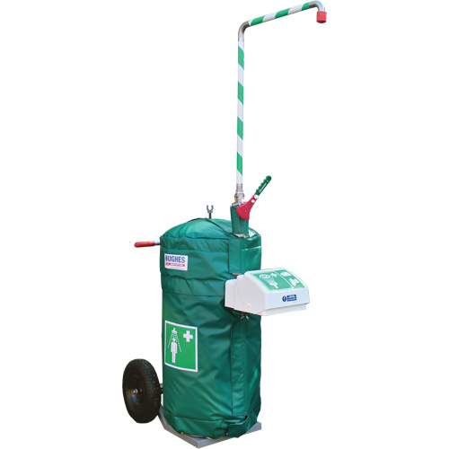 Douche d'urgence isol&eacute;e, mobile et autonome avec douche oculaire et faciale, Capacit&eacute; 30 gal., Conformit&eacute; Aucune FMT Sales Ltd