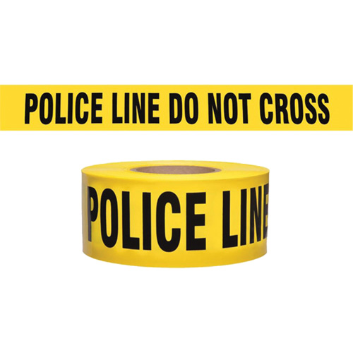"Police Line Do Not Cross" Contractor-Grade Barricade Tape, English, 3" W x 1000' L, 2 mils, Black on Yellow FMT Sales Ltd