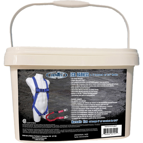 ECO Safety Harness in Pail with 6' Lanyard, CSA Certified, Class A, 255 lbs. Cap. FMT Sales Ltd